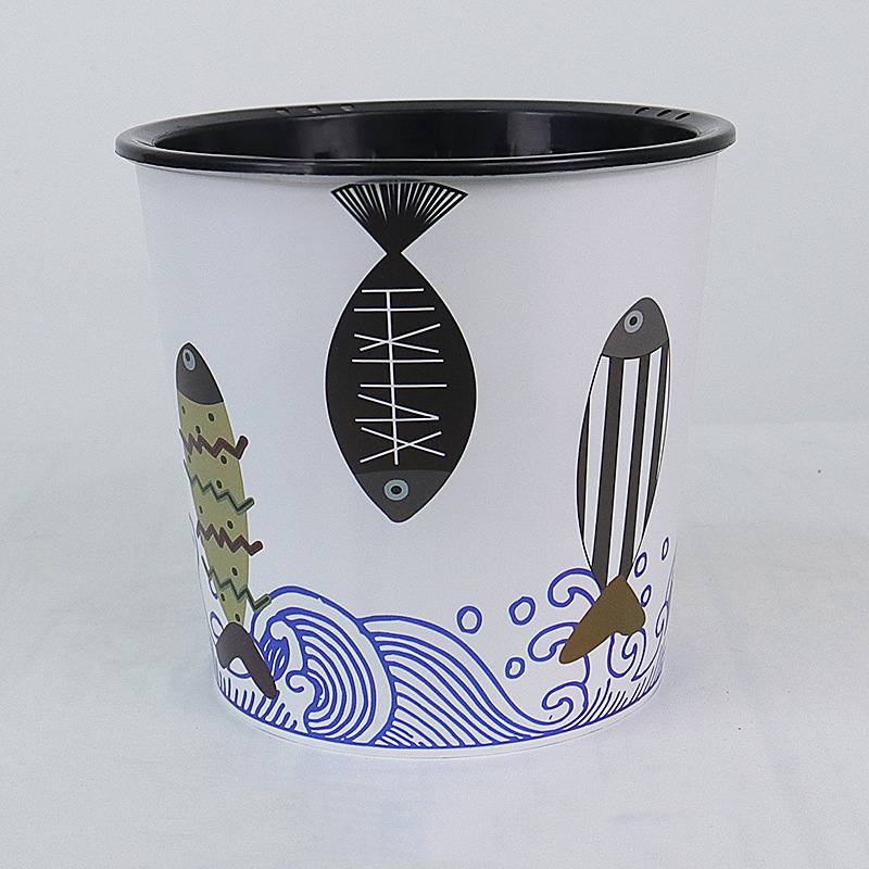 Painted plastic flower pots