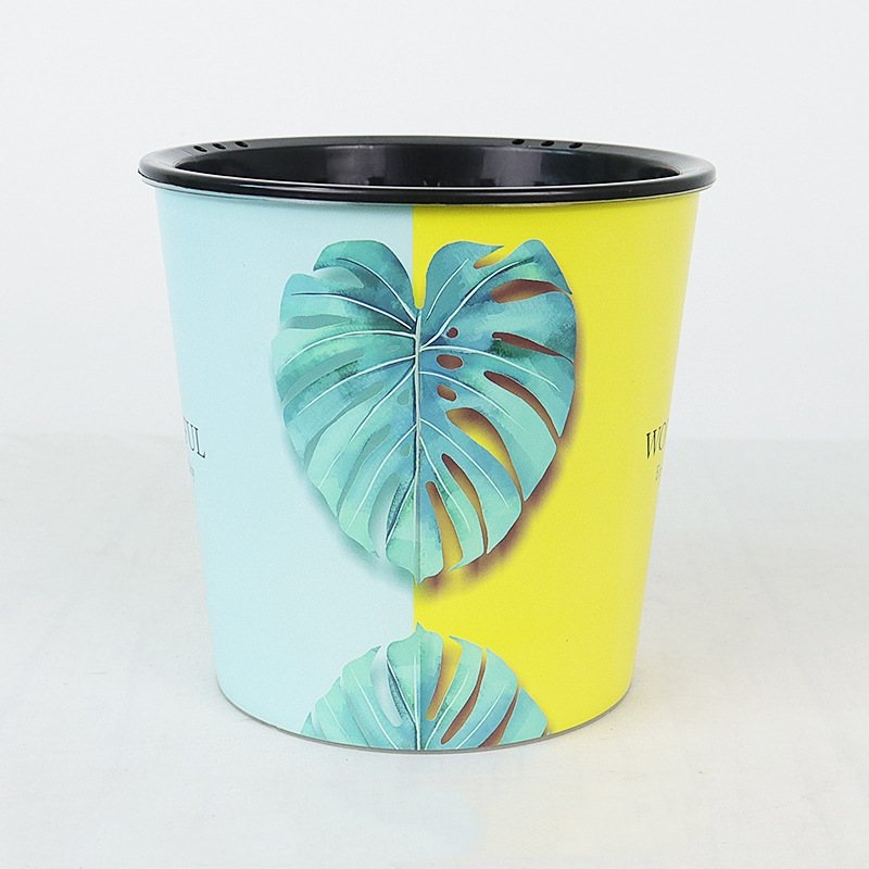 Painted plastic flower pots