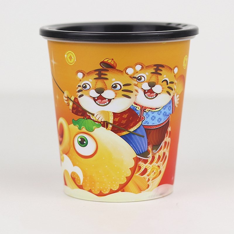 Painted plastic flower pots