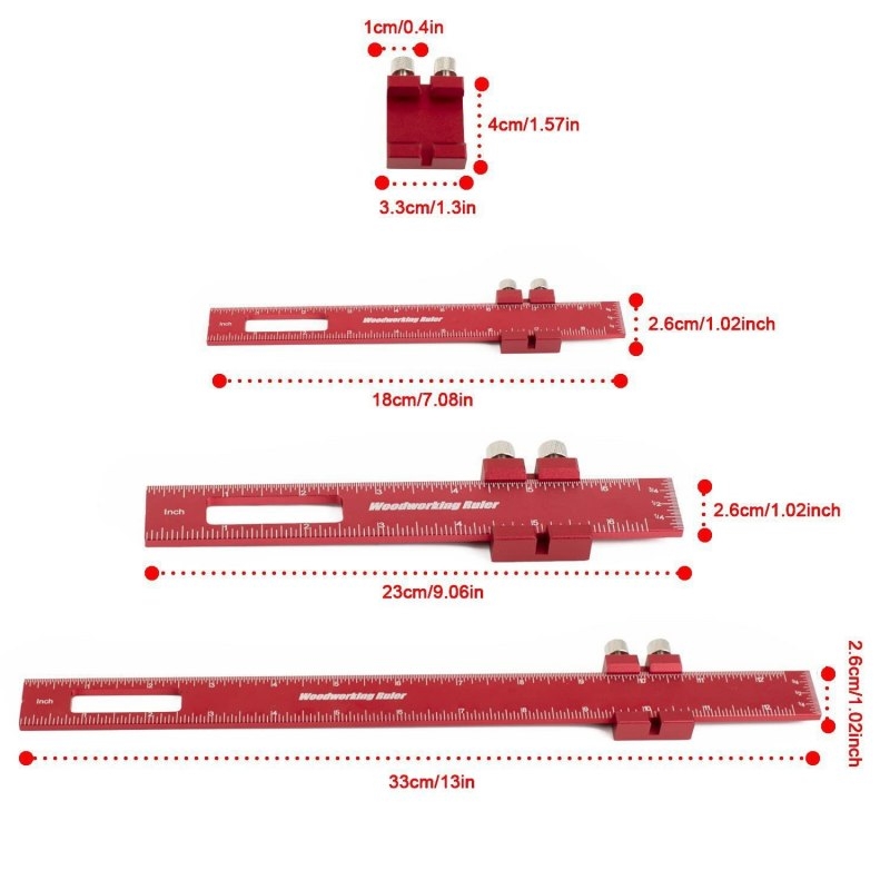 Multifunctional aluminum alloy woodworking ruler