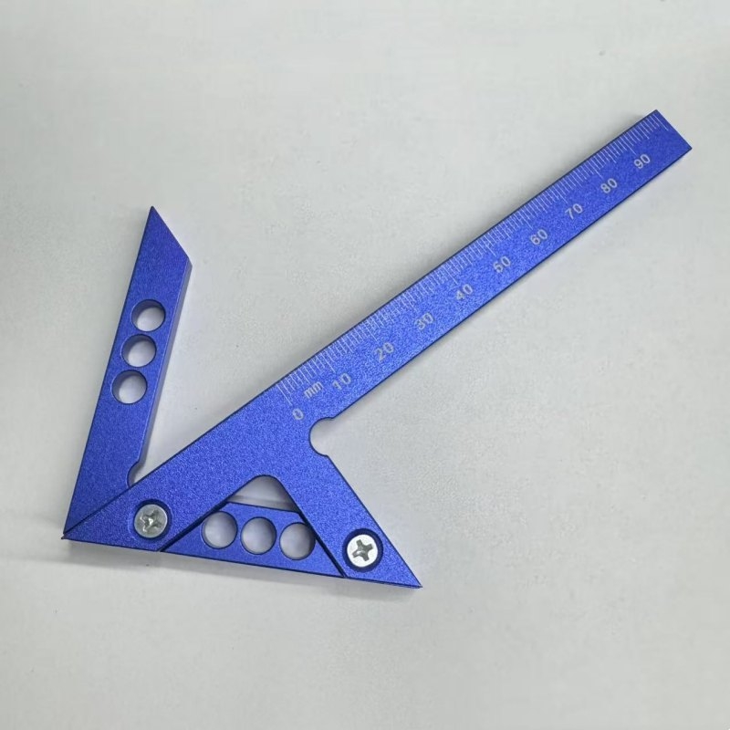 45-degree angle woodworking measuring ruler with aluminum alloy center marking