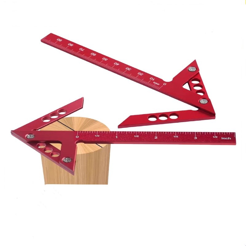 45-degree angle woodworking measuring ruler with aluminum alloy center marking