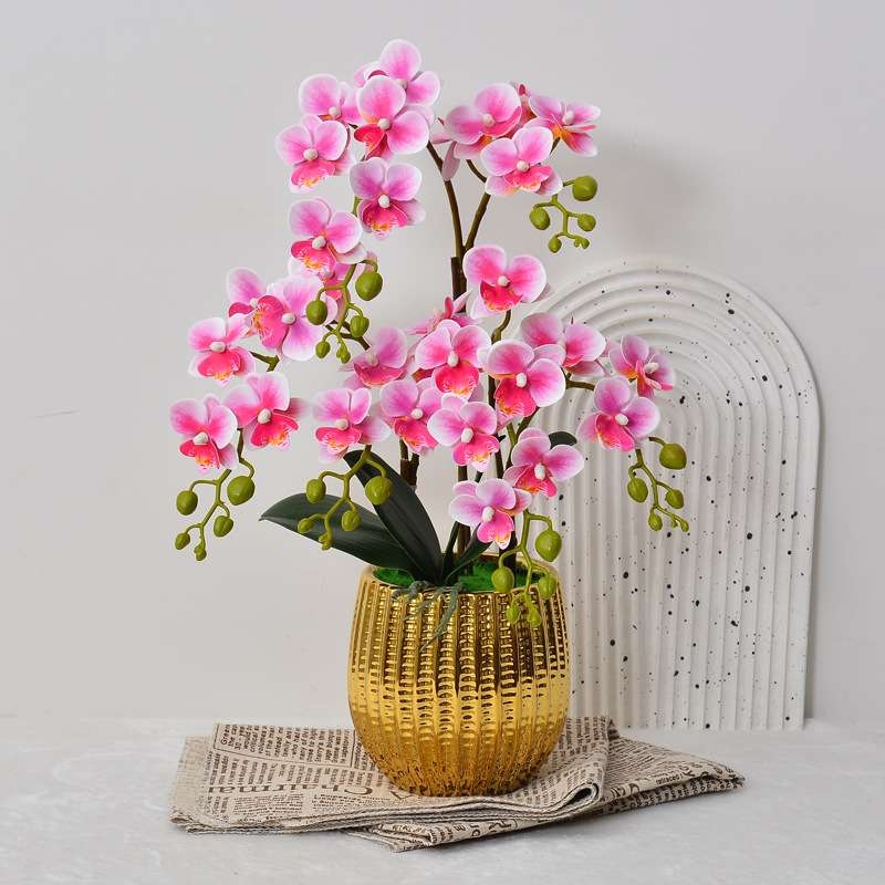 Artificial Phalaenopsis orchids with flowerpots