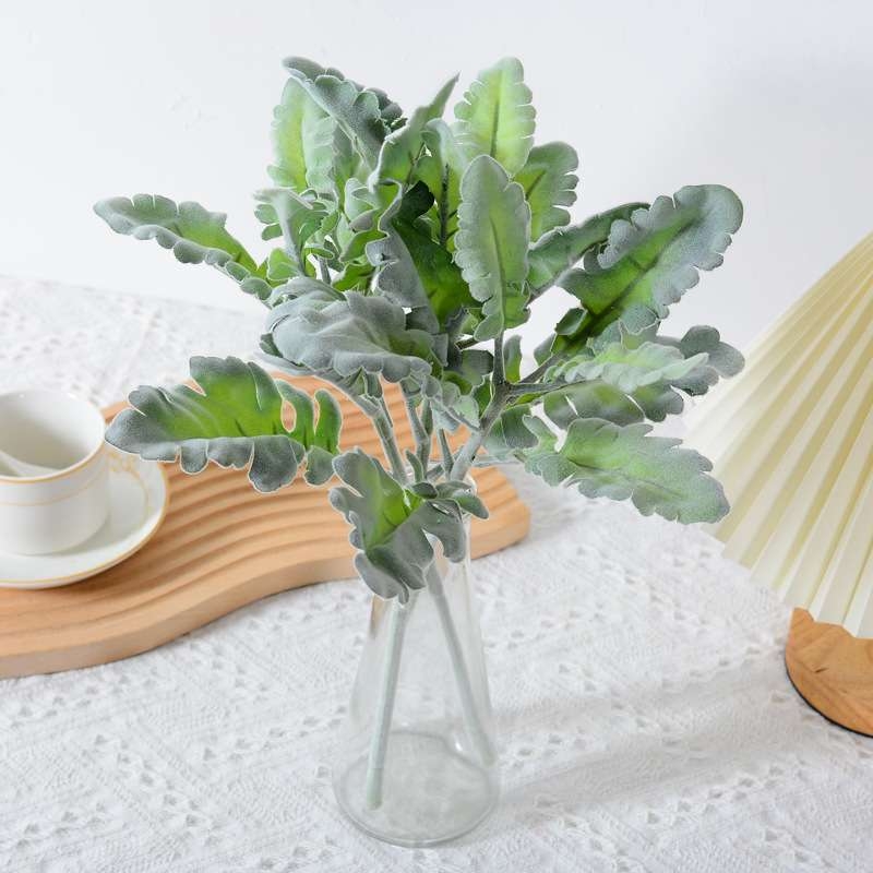 Silver chrysanthemum and rabbit ear artificial plants