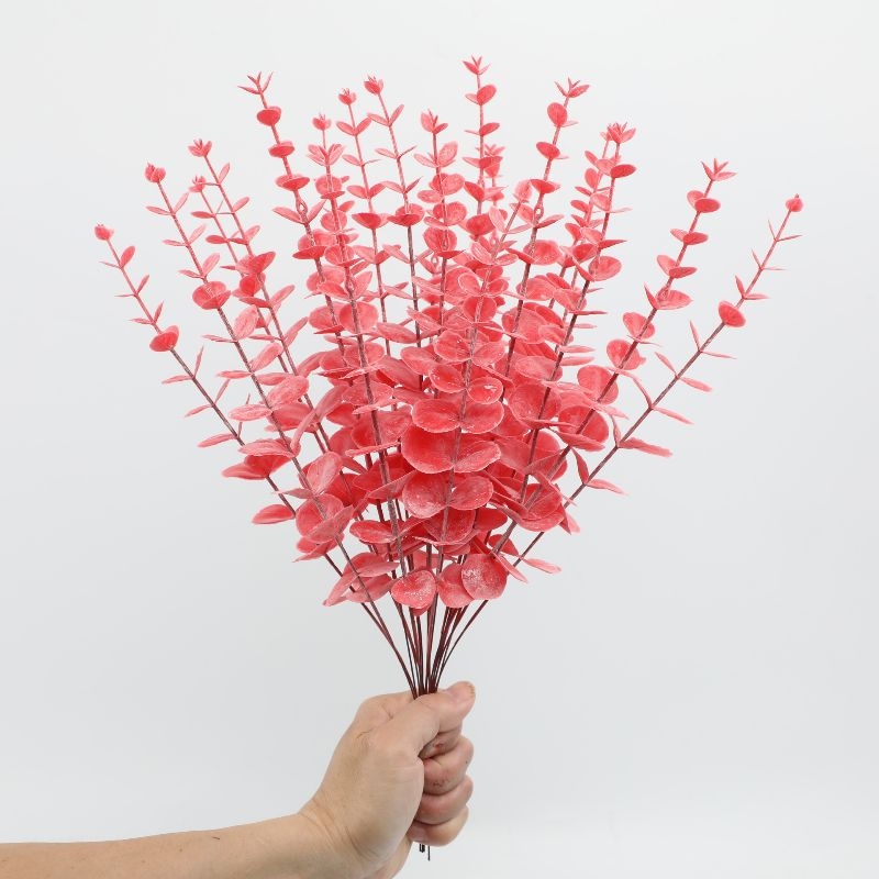 Artificial green plant single eucalyptus stem