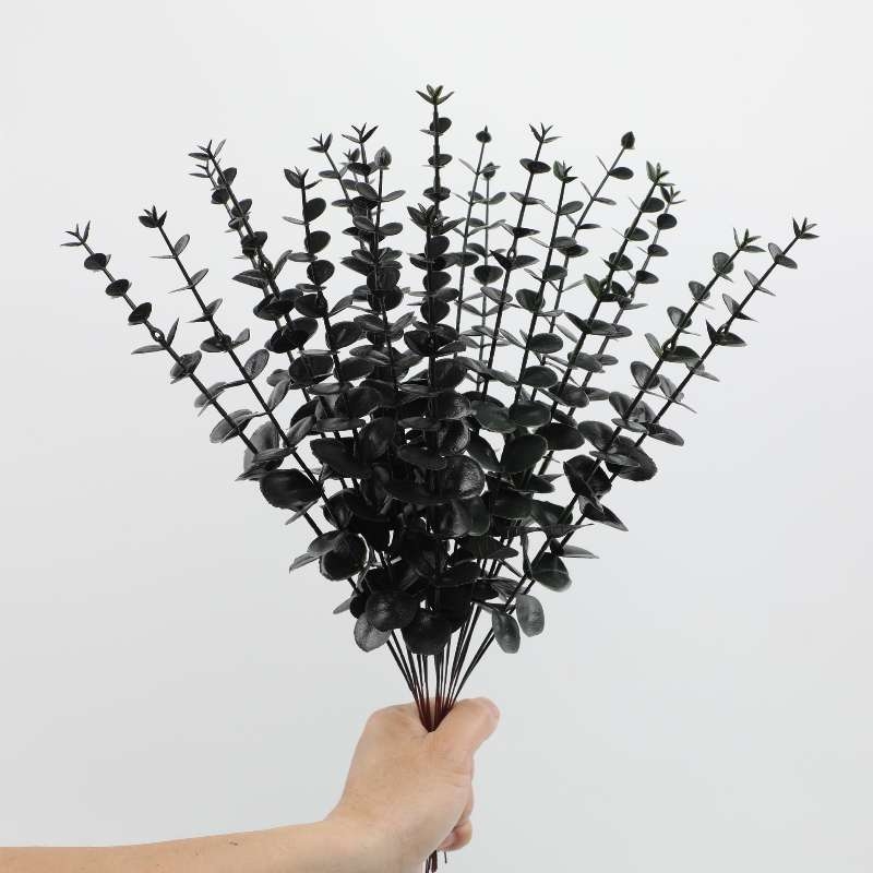 Artificial green plant single eucalyptus stem