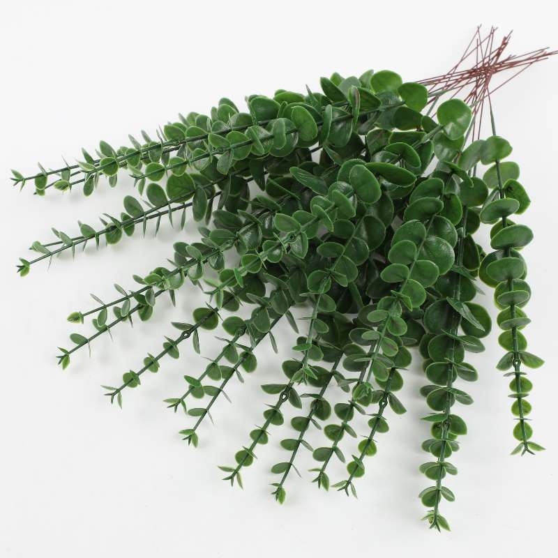 Artificial green plant single eucalyptus stem