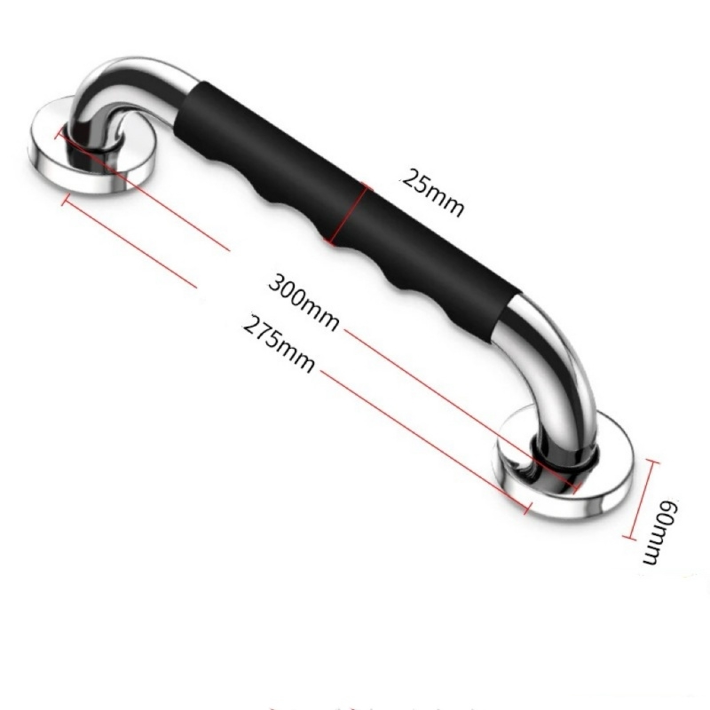 Dia25mm 201 stainless steel 300-600mm silicone handle bathroom grab bar wholesale