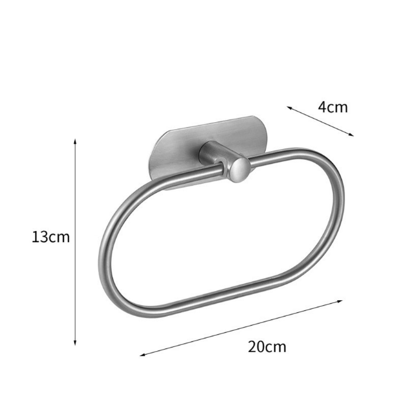 Stainless steel no-drill towel ring