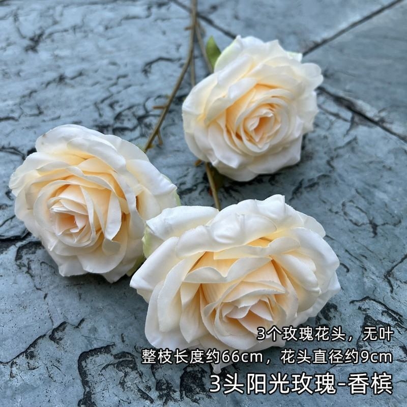 Three-headed artificial rose