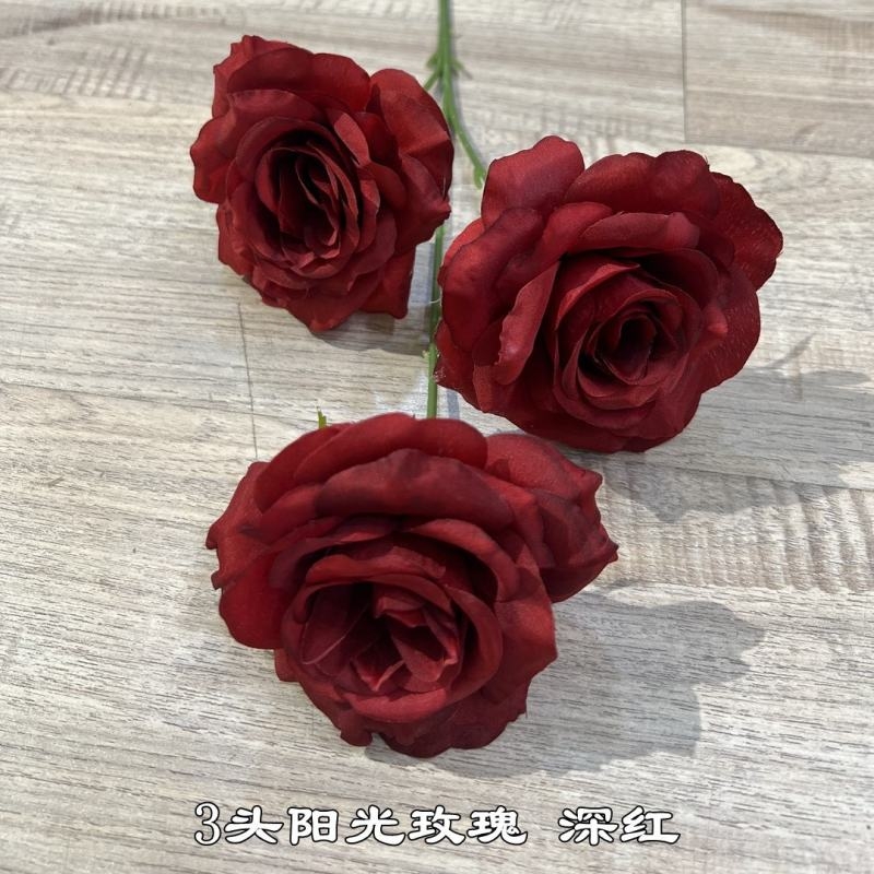 Three-headed artificial rose