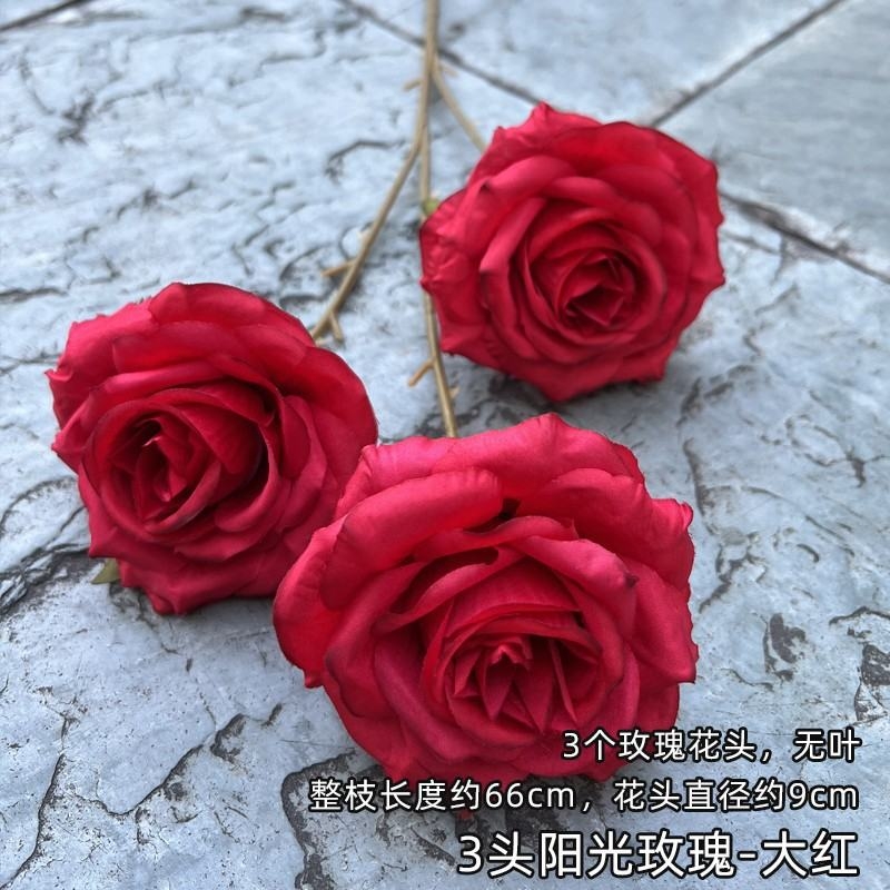 Three-headed artificial rose