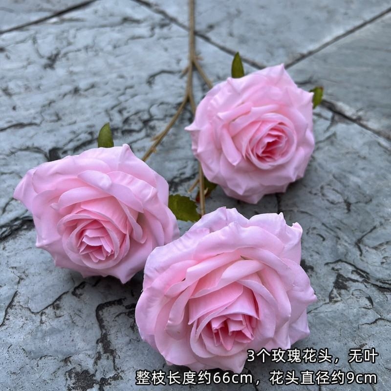 Three-headed artificial rose