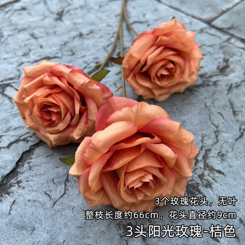 Three-headed artificial rose