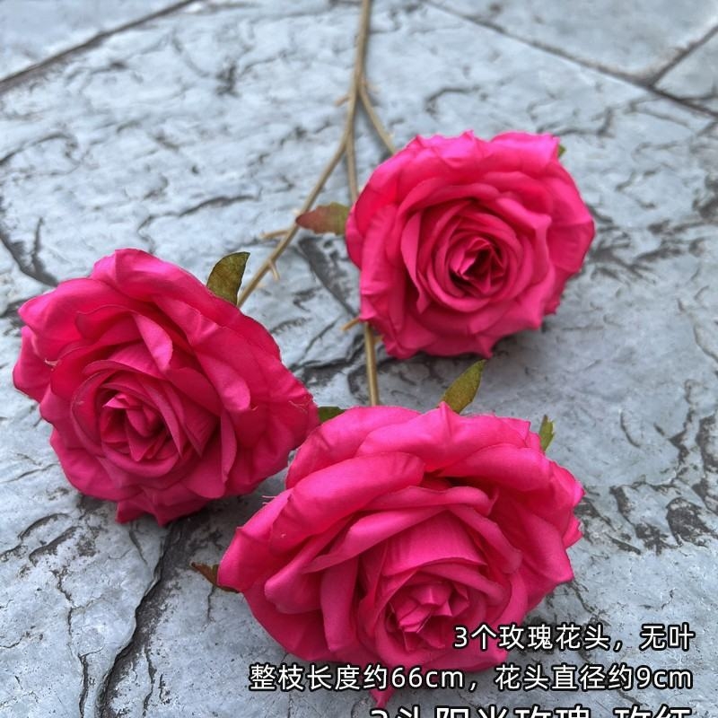 Three-headed artificial rose