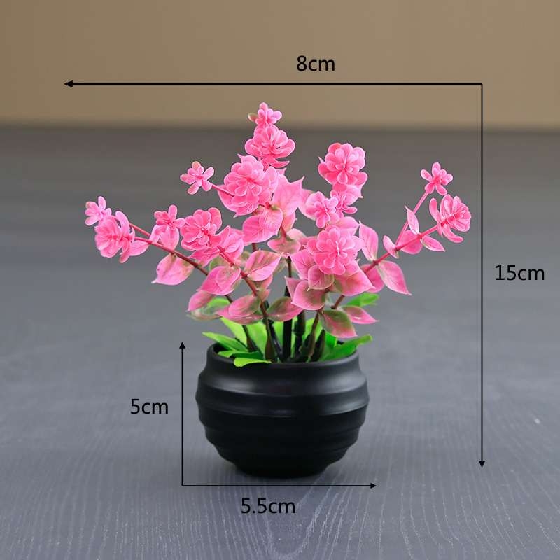 Artificial eucalyptus potted plant with black pot
