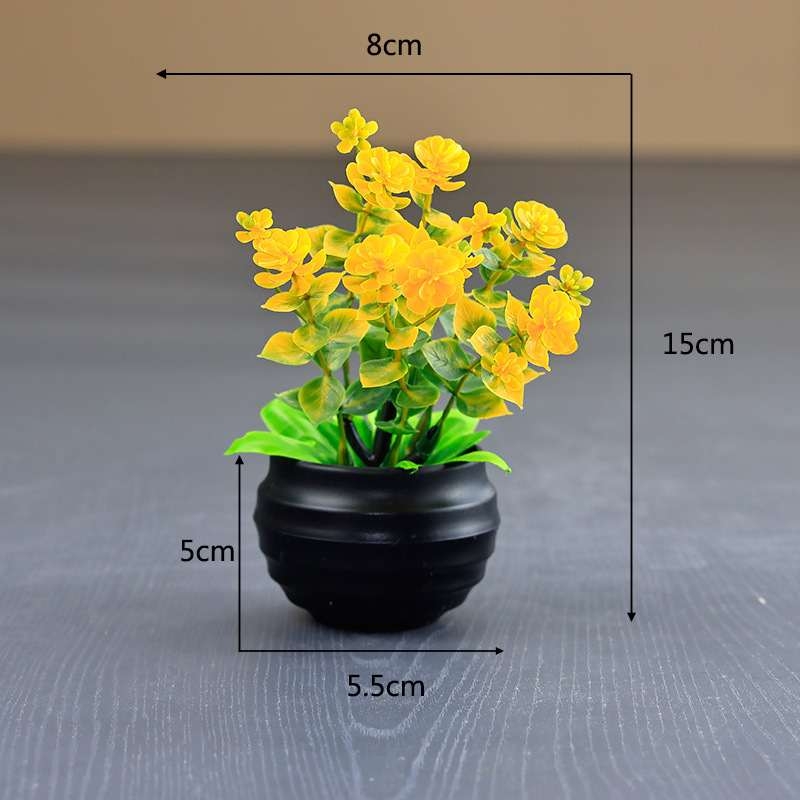 Artificial eucalyptus potted plant with black pot