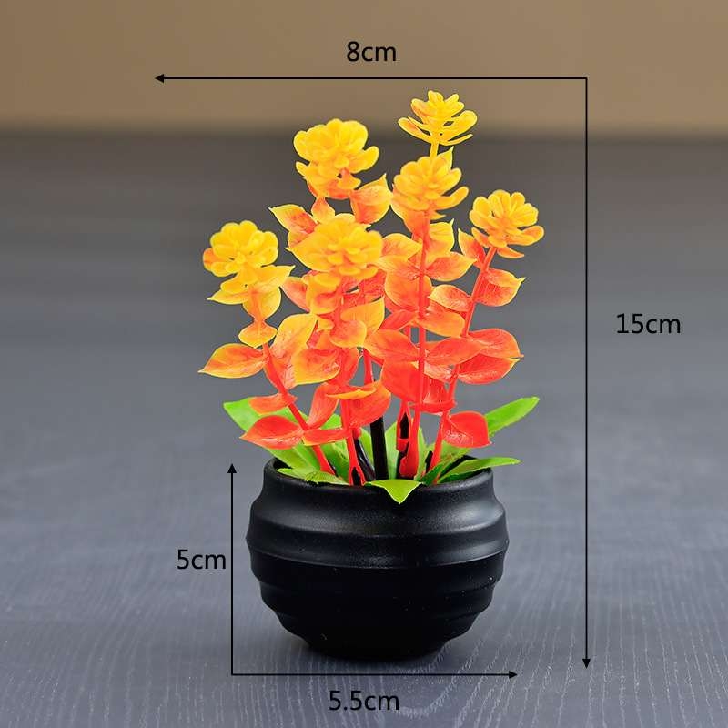 Artificial eucalyptus potted plant with black pot