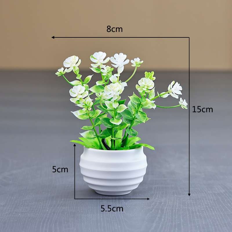 Artificial eucalyptus potted plant with white pot
