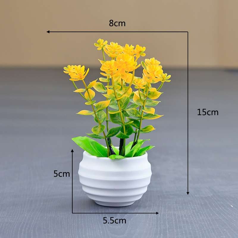 Artificial eucalyptus potted plant with white pot