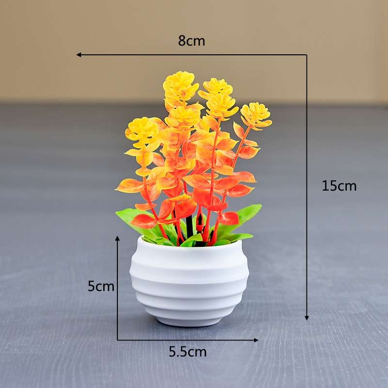 Artificial eucalyptus potted plant with white pot