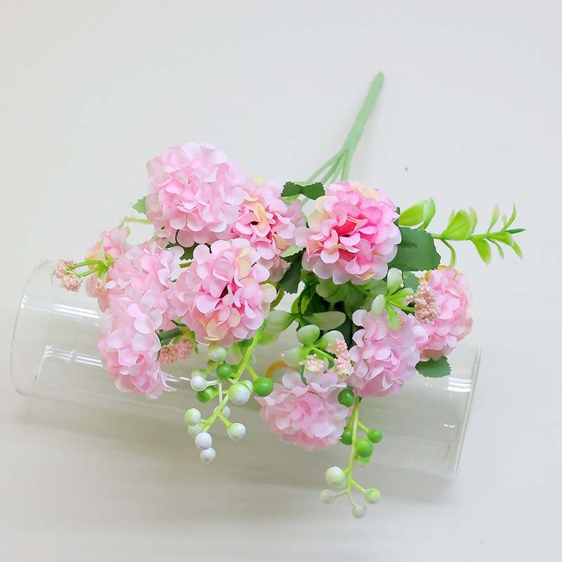 Artificial hydrangeas in various colors