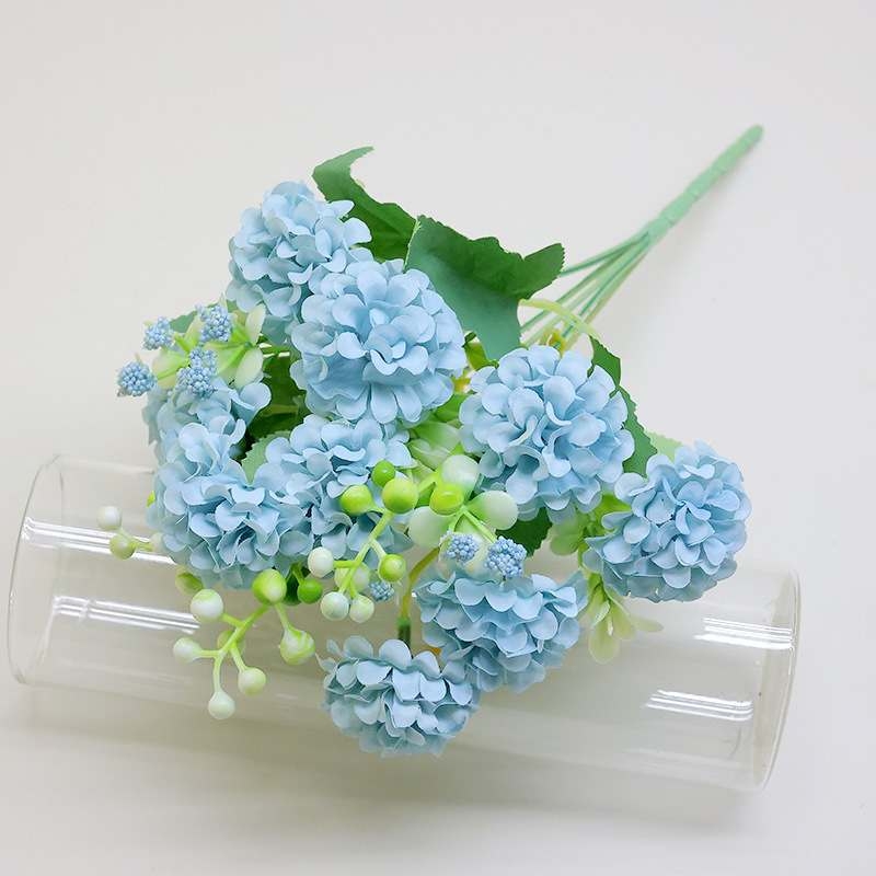 Artificial hydrangeas in various colors