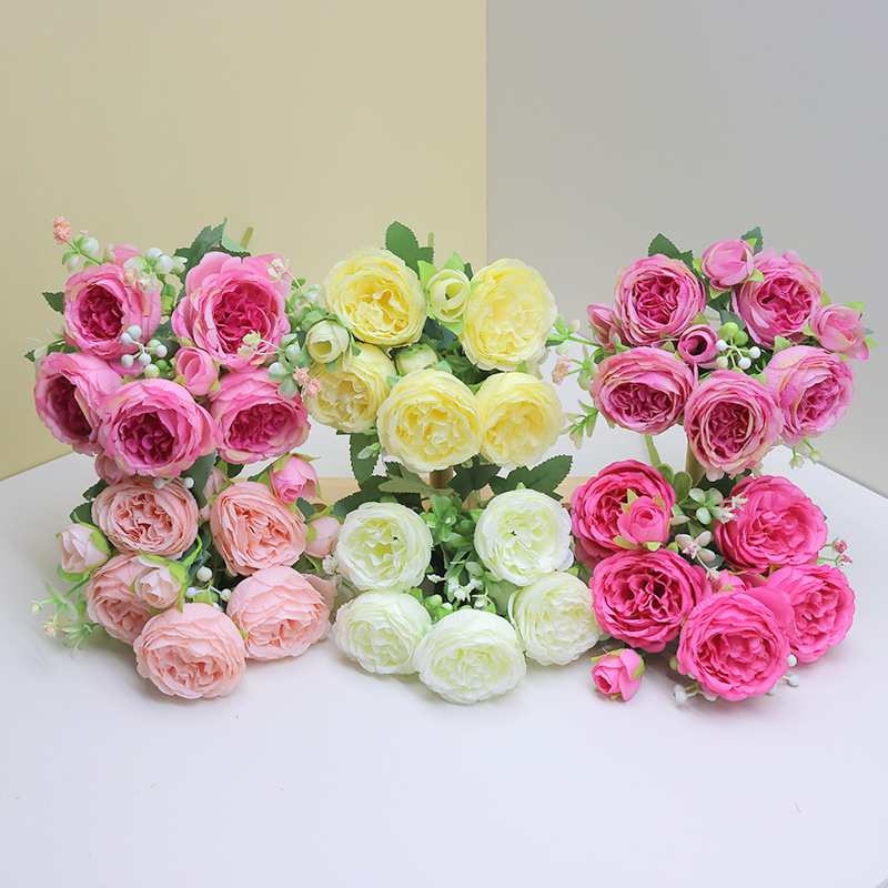 Various colors of artificial peony flowers