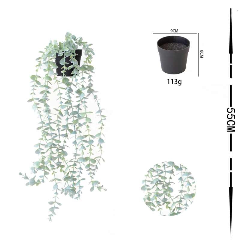 9-pronged white simulated eucalyptus vine