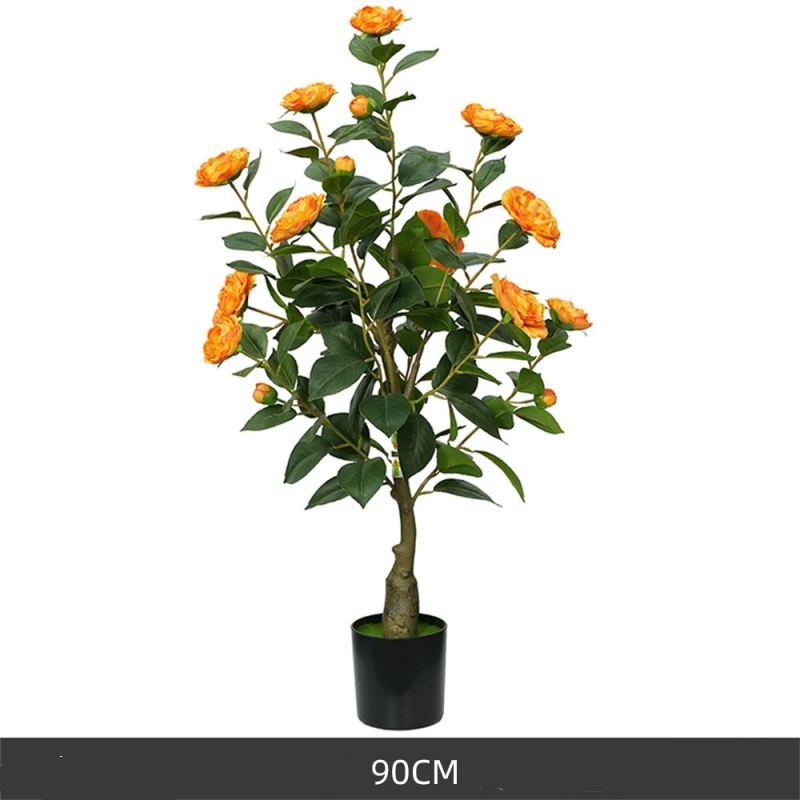 Artificial orange camellia potted plants 60-210 cm