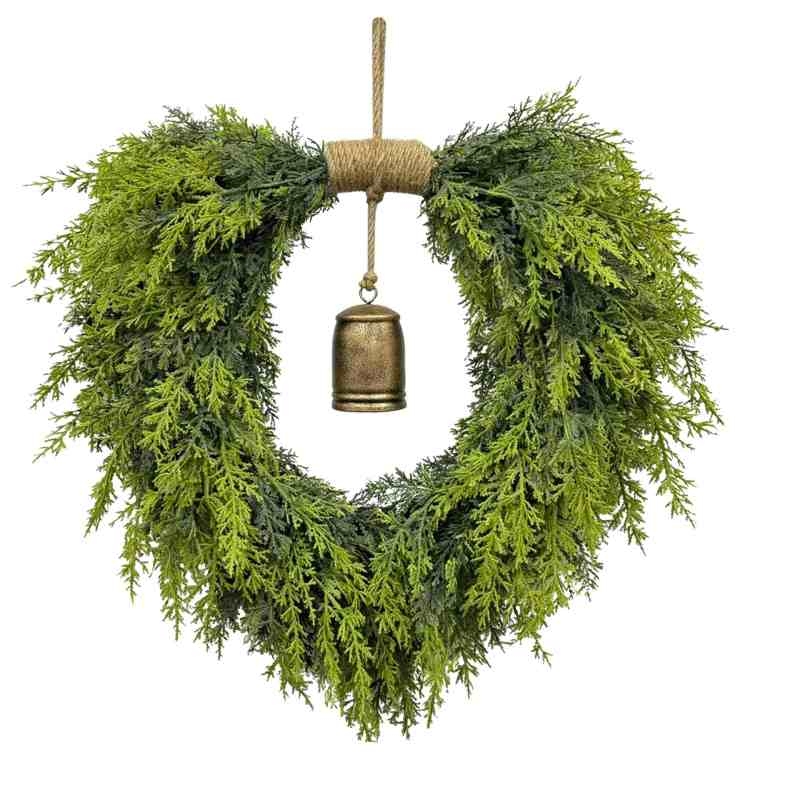 50cm heart-shaped wreath with jingling decorations