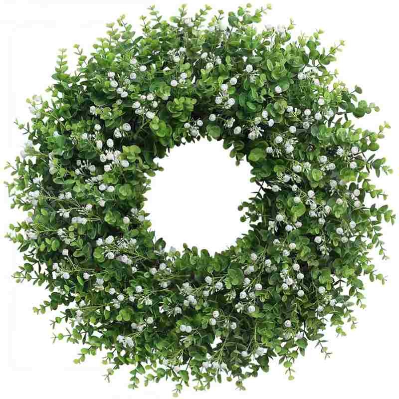 60cm artificial eucalyptus wreath with flowers