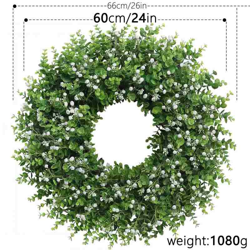 60cm artificial eucalyptus wreath with flowers