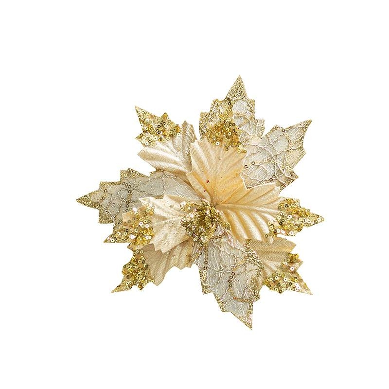 21cm Fabric Butterfly Christmas Flower Head