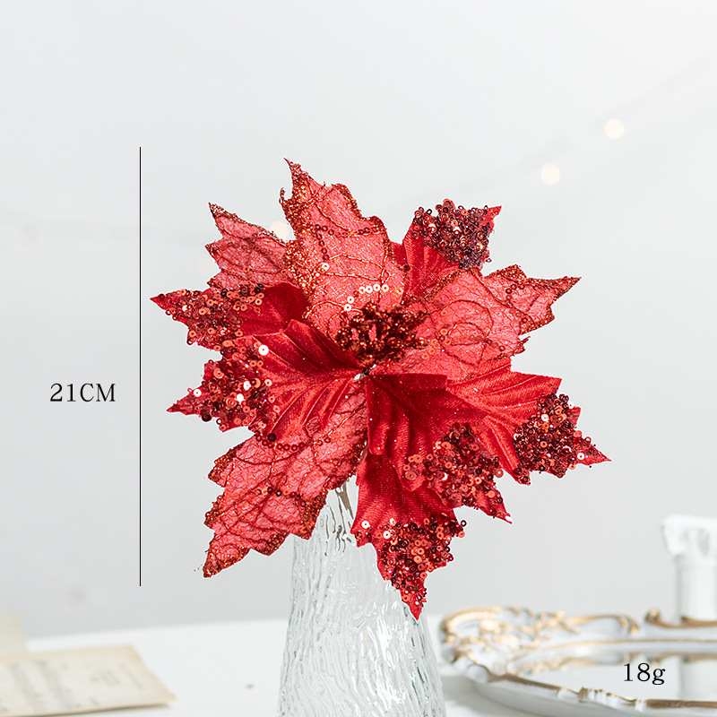 21cm Fabric Butterfly Christmas Flower Head