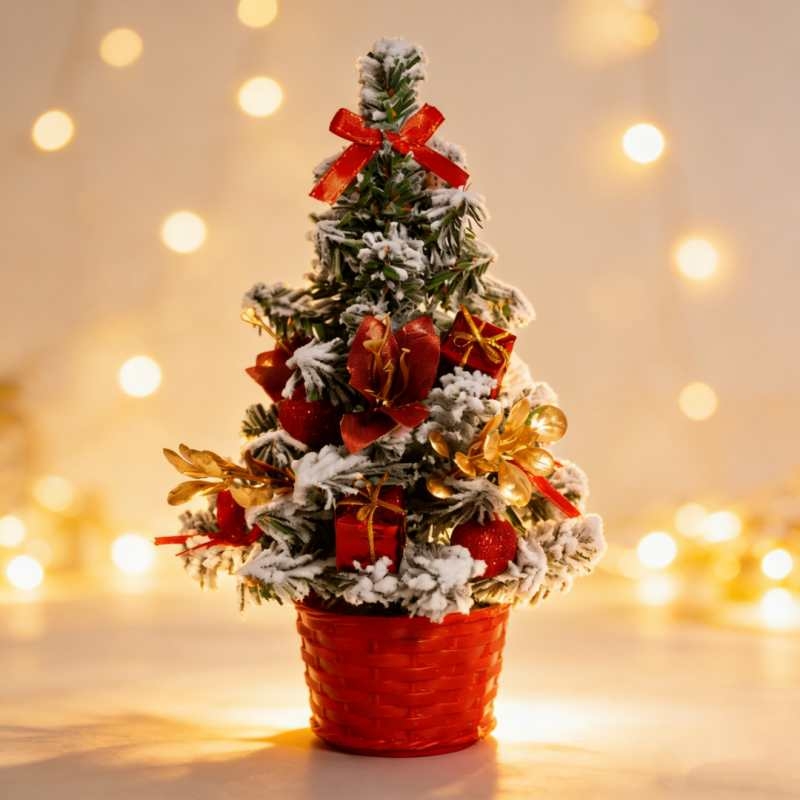 Miniature flocked Christmas tree