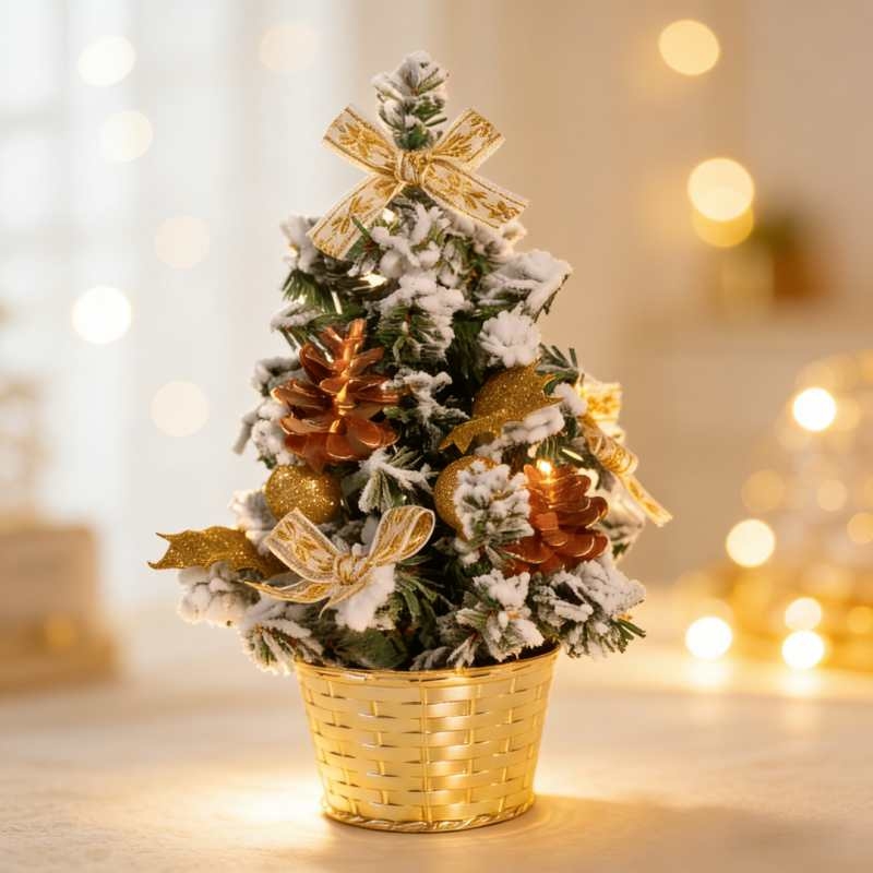 Miniature flocked Christmas tree