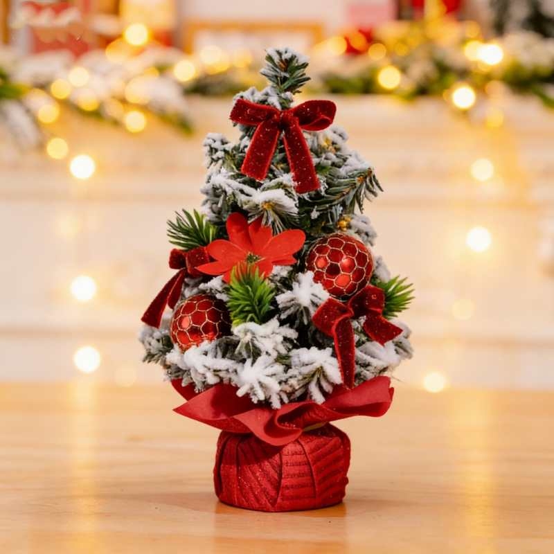 Miniature flocked Christmas tree