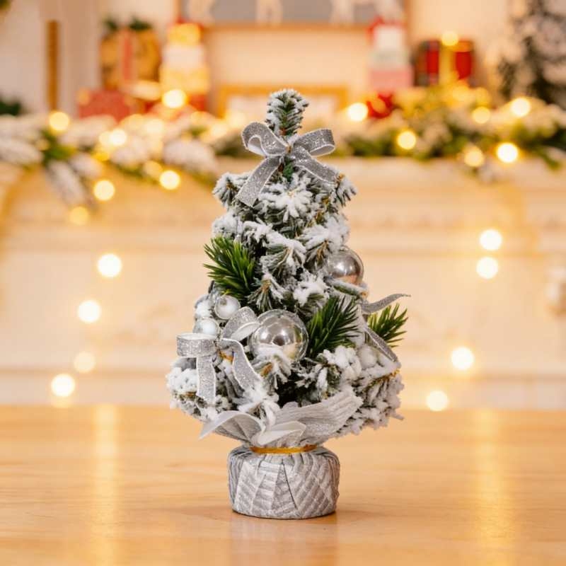 Miniature flocked Christmas tree