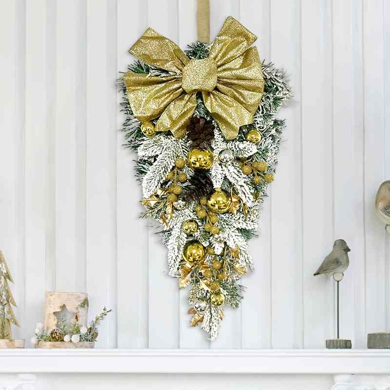 Christmas flocked door hanging wreath decorations