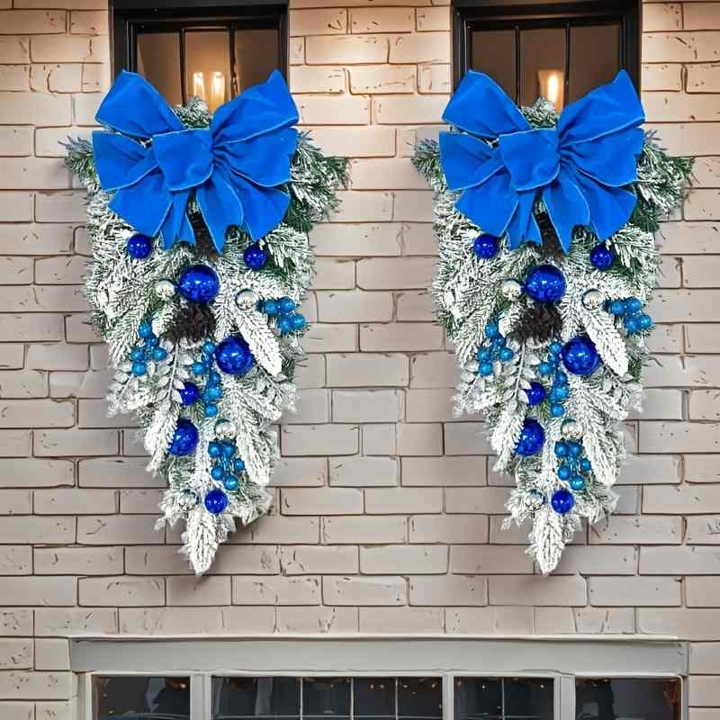 Christmas flocked door hanging wreath decorations