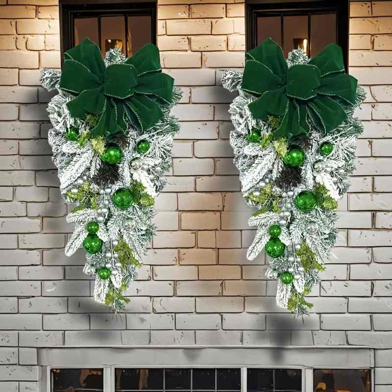 Christmas flocked door hanging wreath decorations
