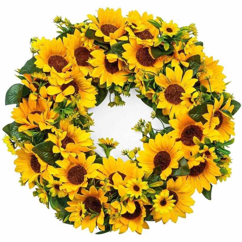 Simulated sunflower wreath