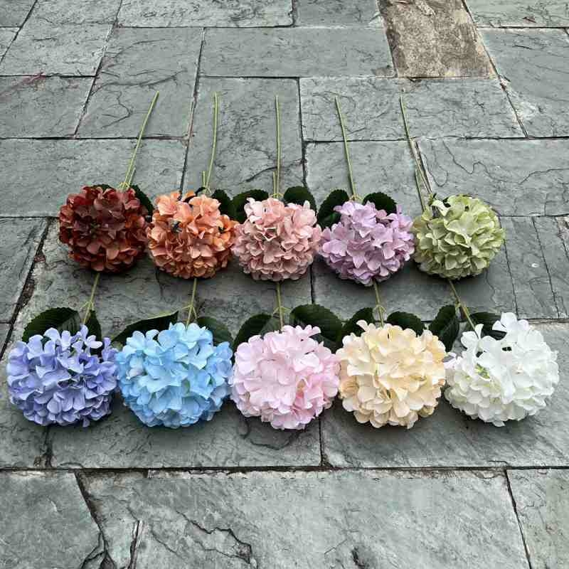 Silk hydrangea flowers