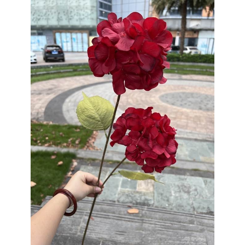 Silk hydrangea with two flowers