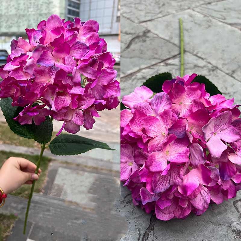 Multicolored silk hydrangea flowers