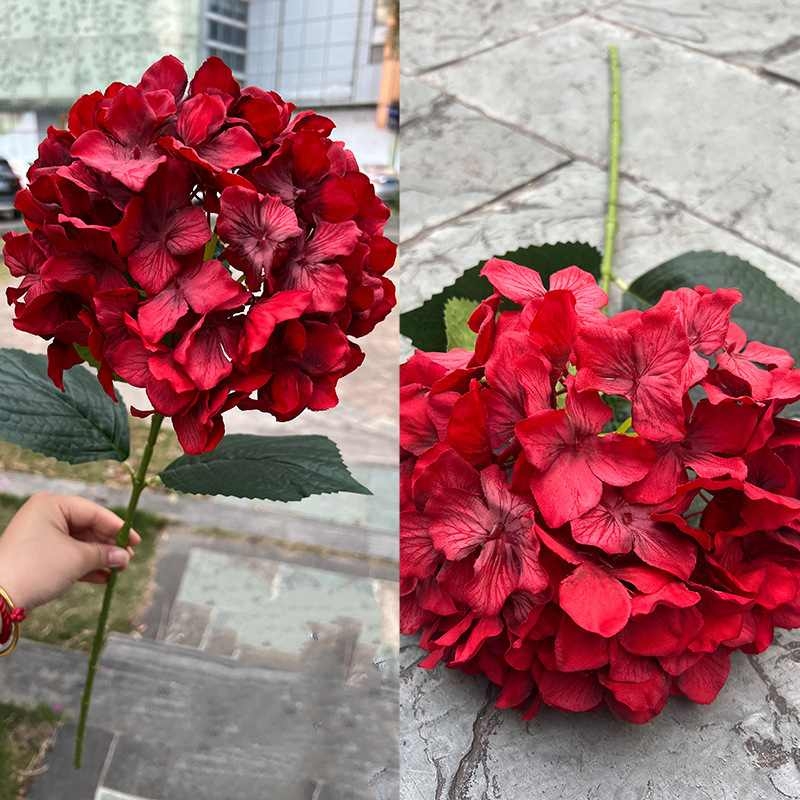 Multicolored silk hydrangea flowers