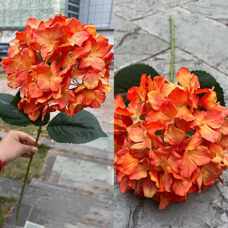 Multicolored silk hydrangea flowers