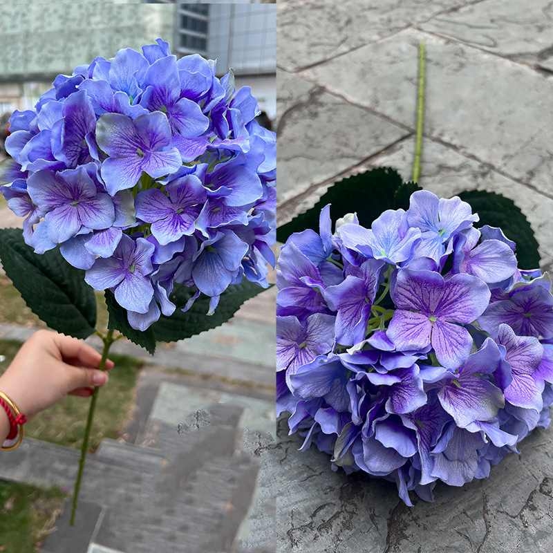 Multicolored silk hydrangea flowers