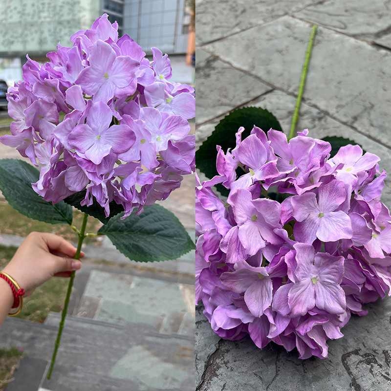 Multicolored silk hydrangea flowers